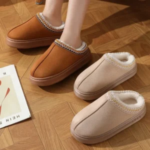 2025 Winter Home Cozy Fluffy Platform Slippers Women
