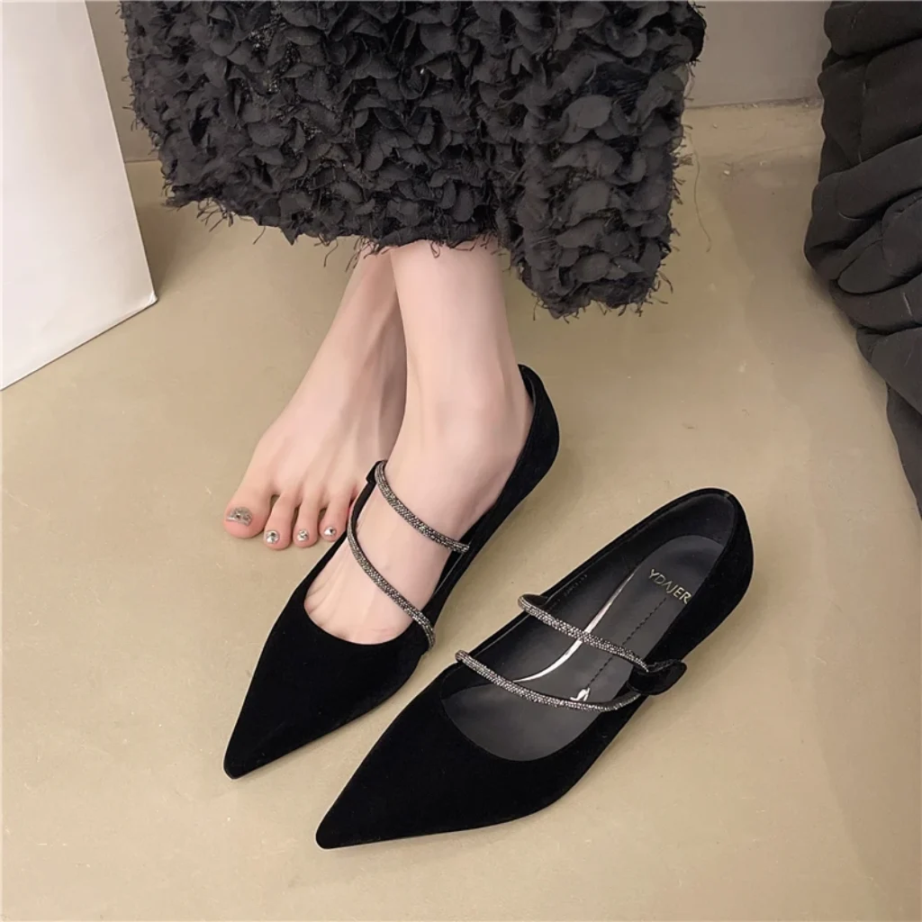 2026 Autumn Women’s Low-Heel Shoes Luxurious Rhinestone Designer