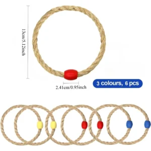 2026 New6pcs Multicolor Sisal Rope Ring Set Toss