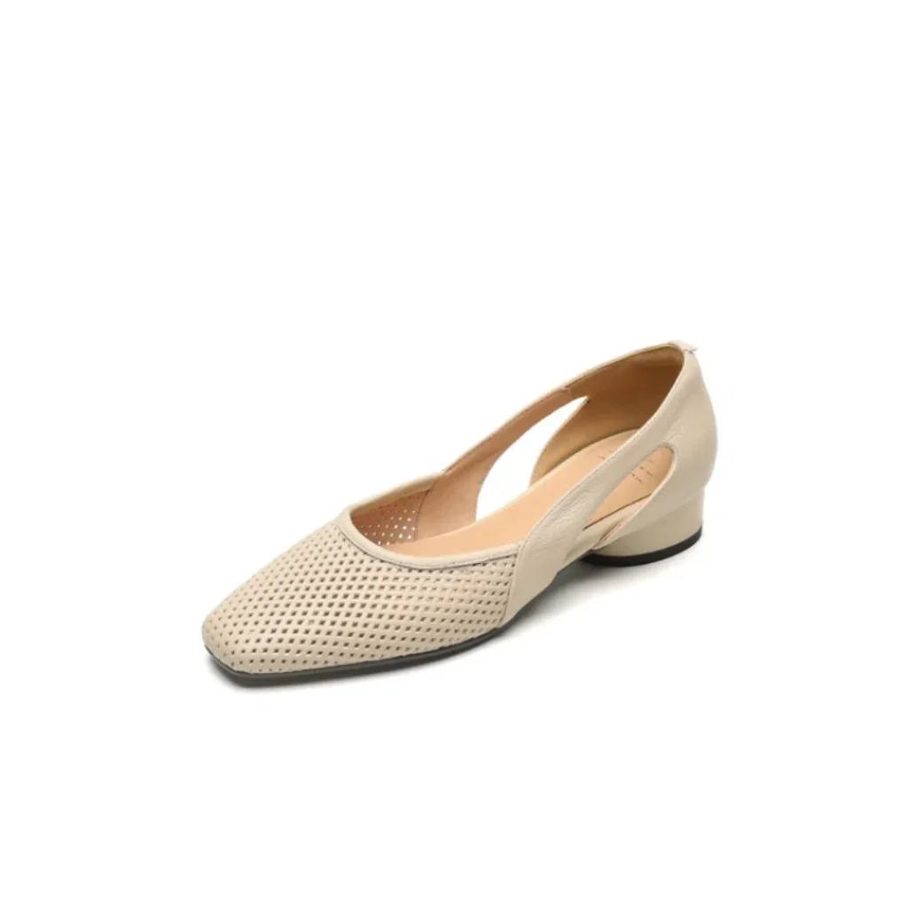 2026 Summer Breathable Hollow Low Heel Single Shoes