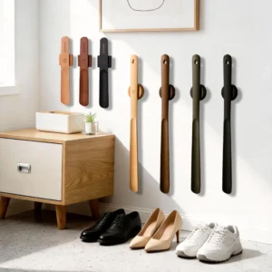 26/40/50/75cm Wooden Magnetic Shoe Horn, Wall Mount Self-Adhesive