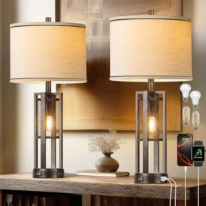 28” Farmhouse Industrial Table Lamp – Rustic Bedside