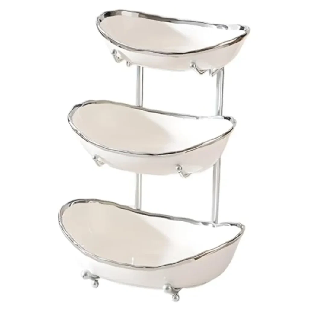3 Tier Fruit Bowl Kitchen Counter Metal Stand,
