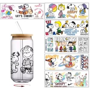 30*10cm Snoopy Series UV DTF Cup Wrap Uvdtf