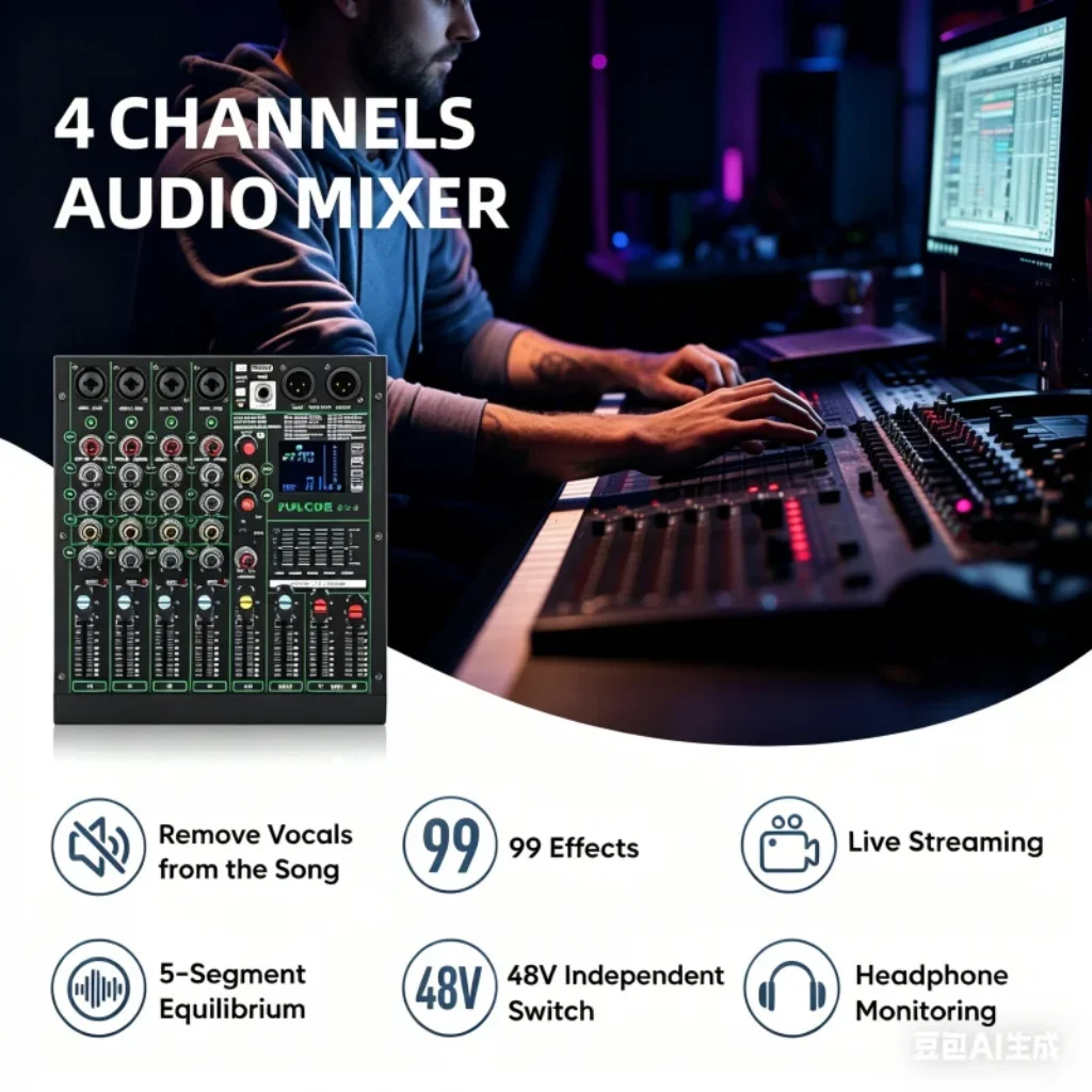 4/6/8 Channels Audio Mixer USB Studio Sound Mixers