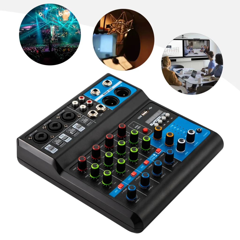 5-Channel Mixing Console Live Studio Audio DJ Mixer
