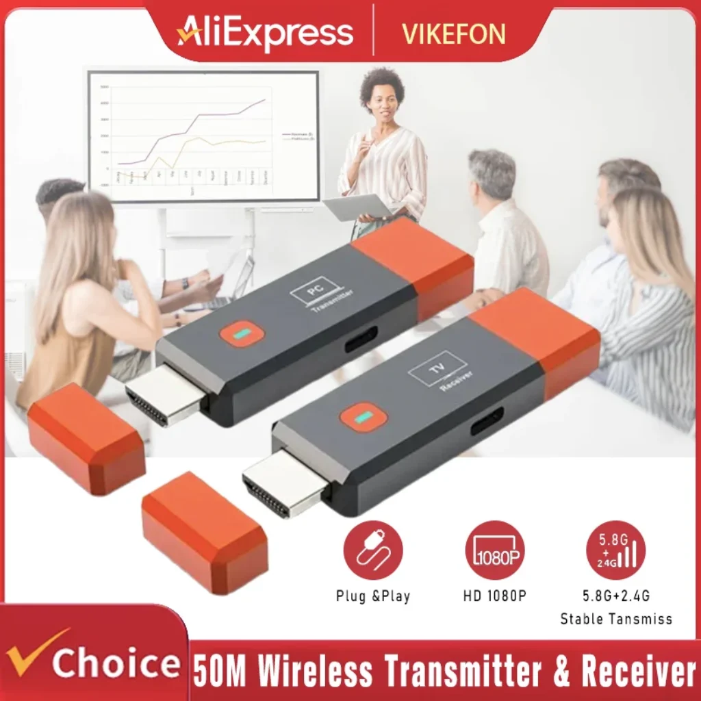 50M Wireless Transmission Video Transmitter Receiver HDMI-Compatible Extender
