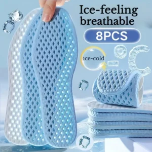 8-Pack Summer Ice Cooling Insoles, Breathable Sweat Absorbing