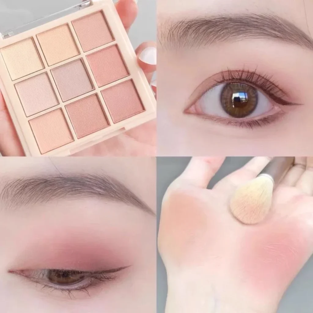9-color long-lasting matte eyeshadow palette warm nude pink-brown