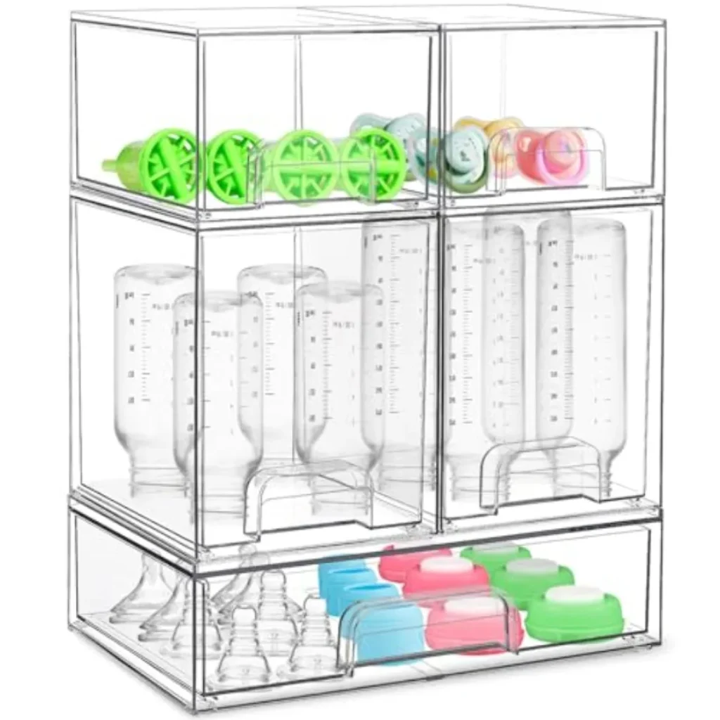 Baby Bottle Organizer Countertop Dust Protection, 5Pack Stackable