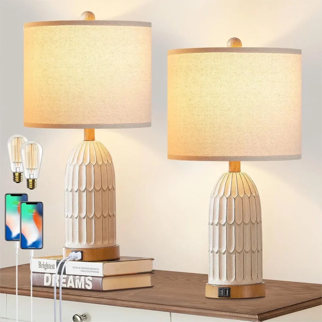 Boho Table Lamps , Farmhouse 3-Way Dimmable Touch