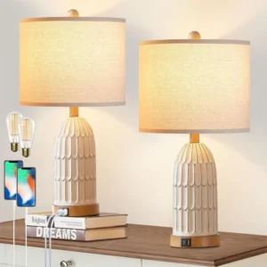 Boho Table Lamps , Farmhouse 3-Way Dimmable Touch