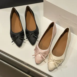 Bow Pointed Toe Shallow Single Shoes 2025 Satin