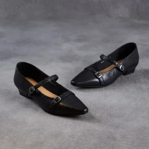 Brown Black Korea Women Flats Square Toe Buckle
