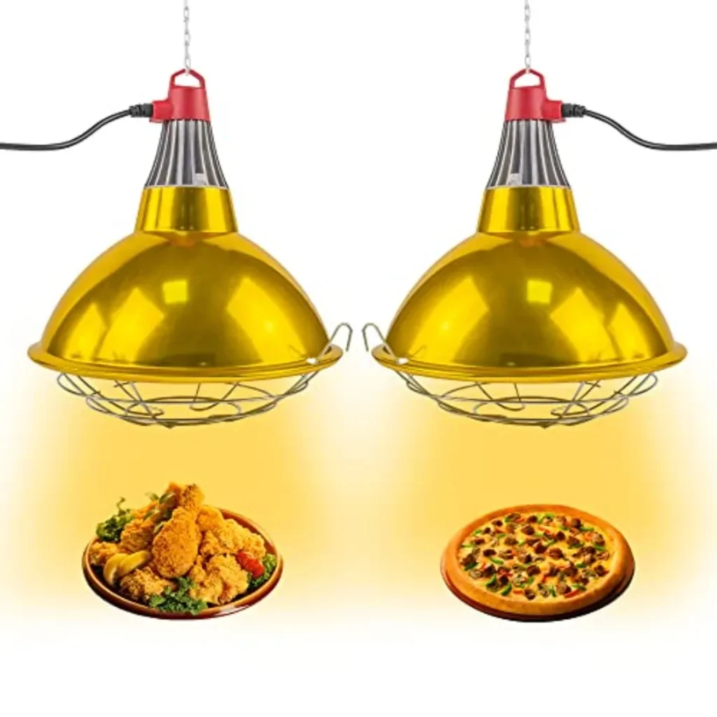 Buffet food warmer lamp set: stainless steel, silver,