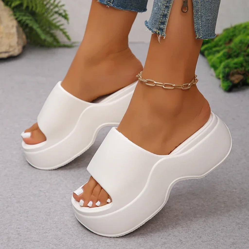 Chunky Platform Slippers Women Summer 2025 Comfortable Wedge