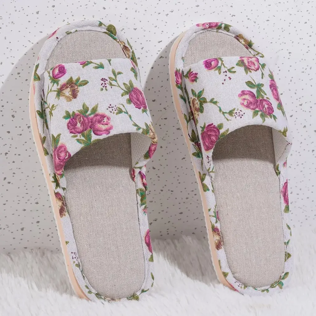Comfortable Flax Slipper Fashion Slippers Casual Floral Women