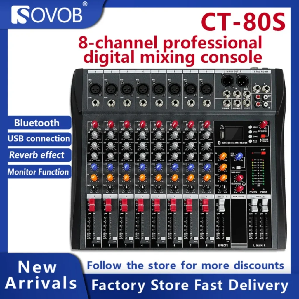 CT-80S 8 Channel Mixing Console Echo Bluetooth Playback