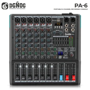 DGNOG PA-6 Audio Mixer, 6-Channel Recording Console, Portable