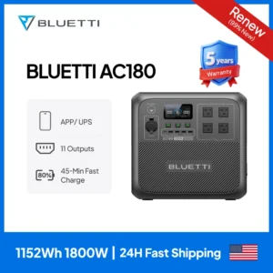 【RENEW】BLUETTI AC180 Solar Portable Power Station 1800W 1152Wh
