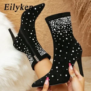 Eilyken Fashion Sexy Crystal Woman Ankle Boots Eelgant