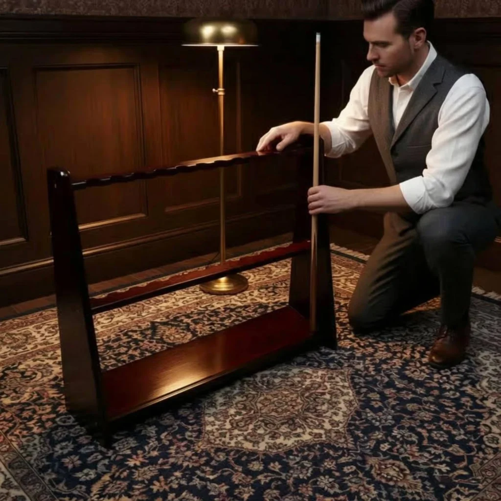 Floor-Standing Cue Rack Freestanding Wood Cue Rack Pool