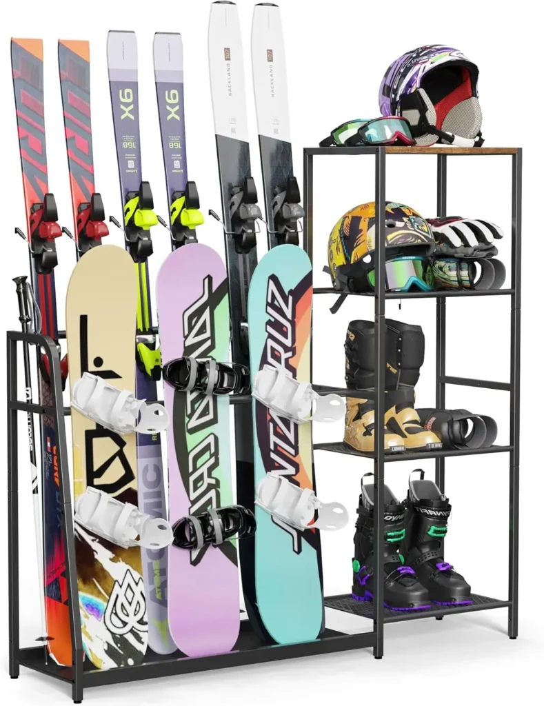 Freestanding Snowboard Rack – Holds 4 Skis, 3
