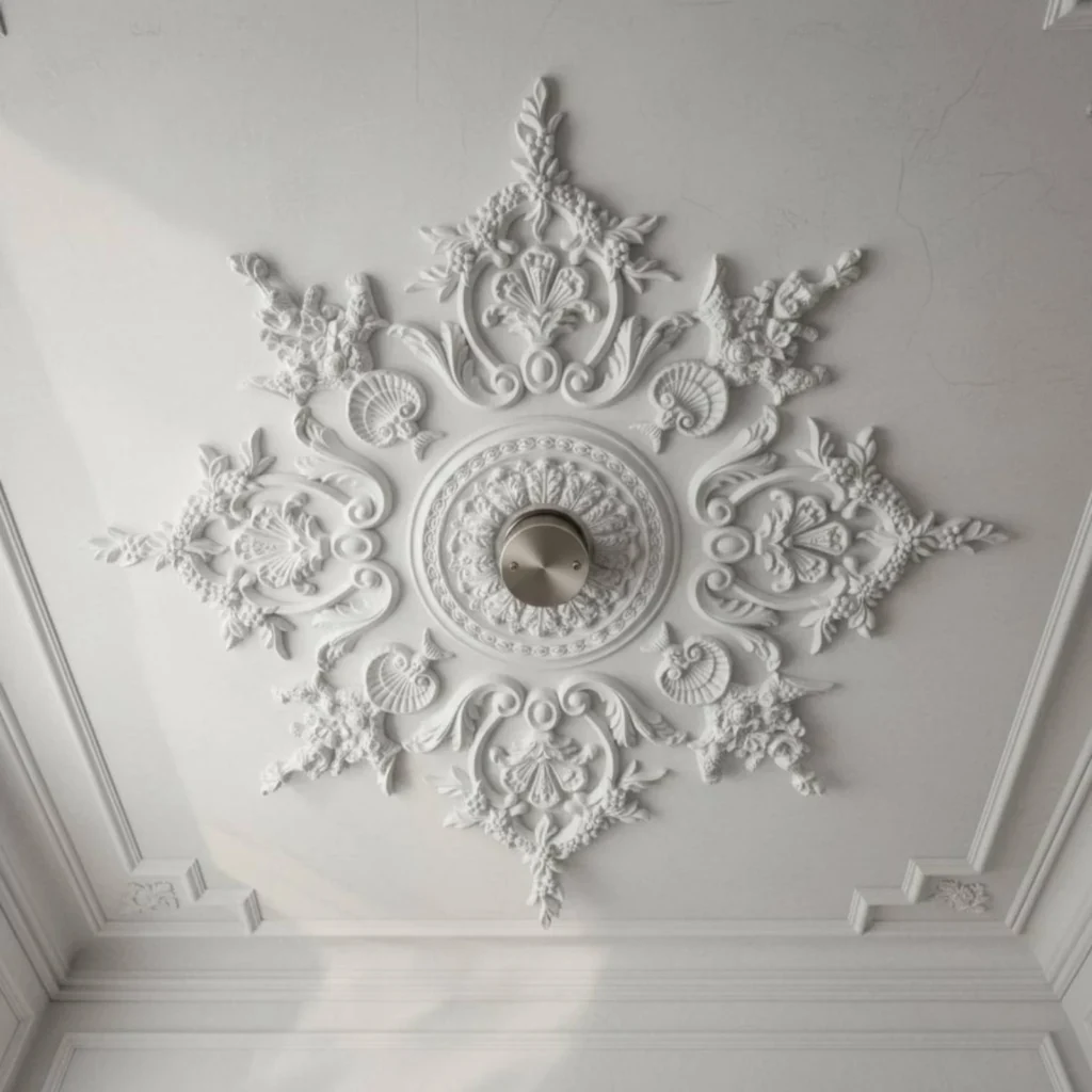 French-Design Ceiling Medallion Scrollwork Floral Ceiling Panel Embossed