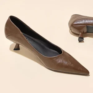 French Elegant Pointed Toe Soft Leather Closed-Toe Slingback