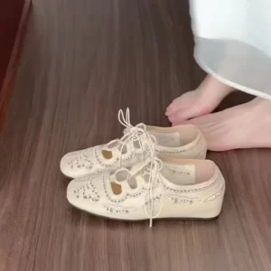 French Lace-Up 2026 Spring Square Toe Inside Heightening