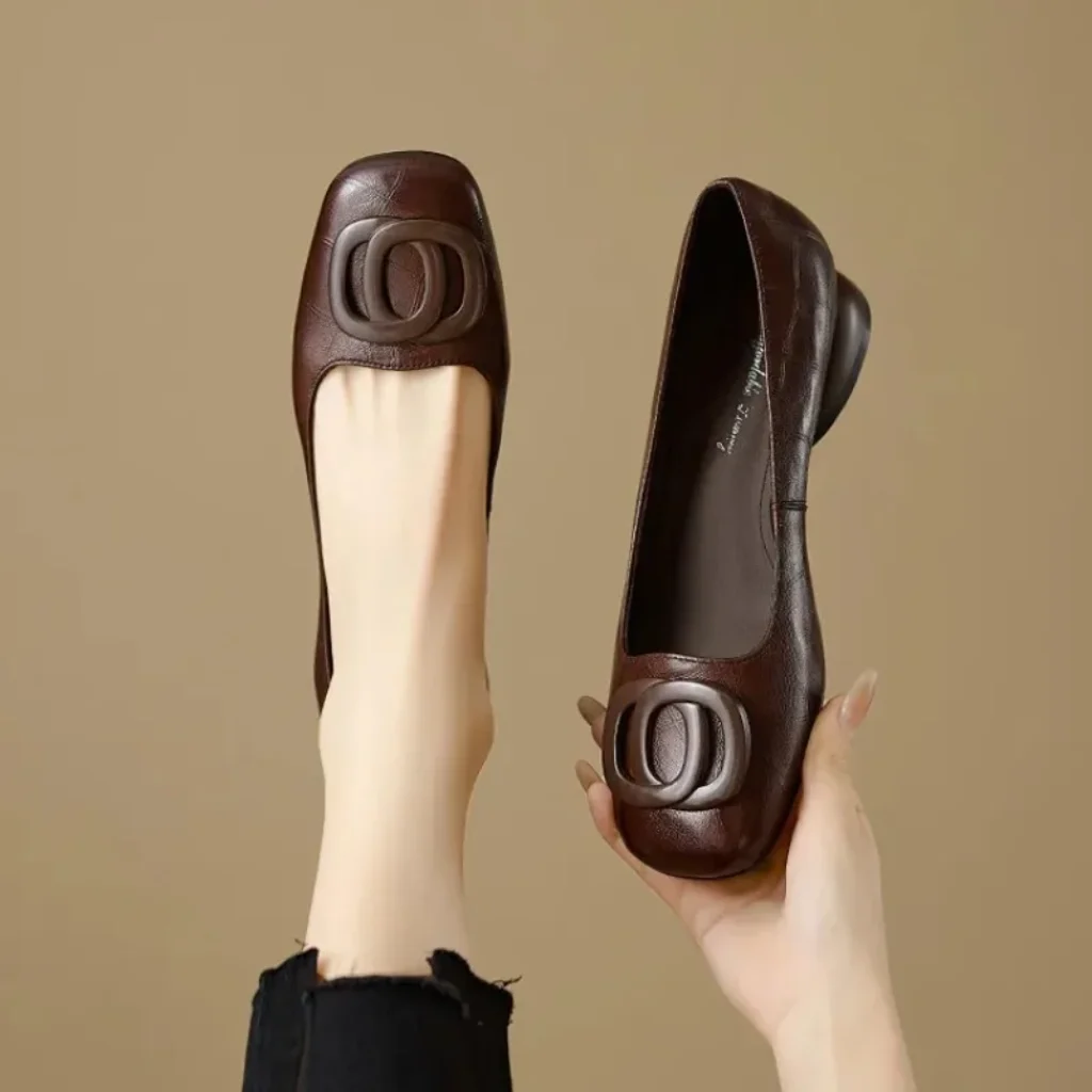 French Style Women Shoes Pumps Leather Shoes Women