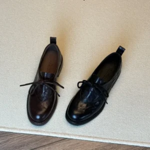French Vintage Simple Lace-up Loafers Spring Super Soft