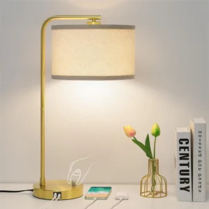 Fully Dimmable Bedside Lamp USB C+A Ports, Modern