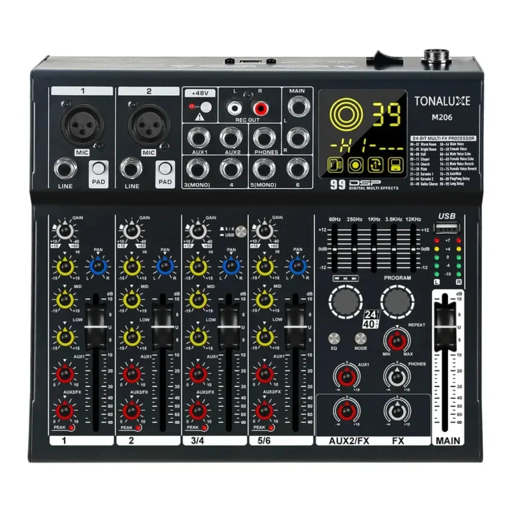 Fuluode M206/M208 Audio mixer 99 Preset DSP Effects
