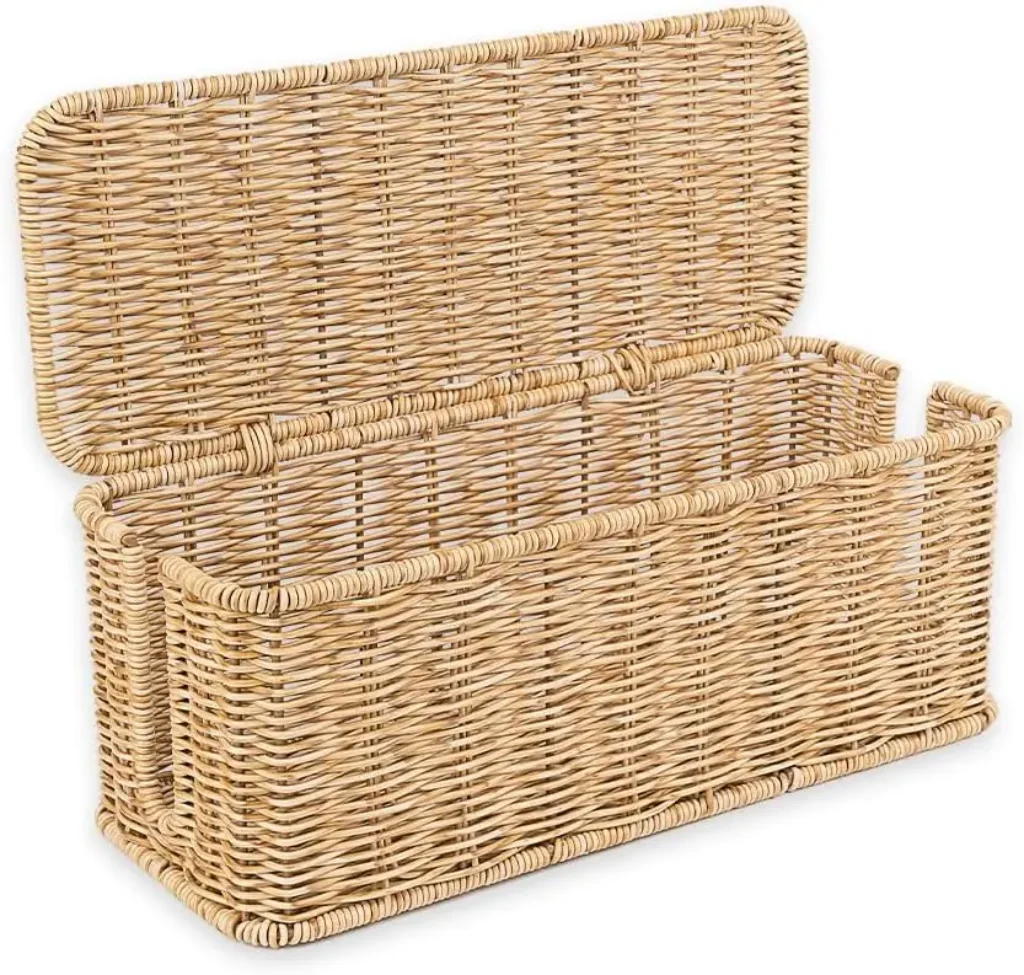Handmade Rattan Cable Management Box 2 Open Slots,