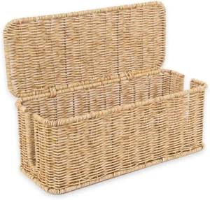 Handmade Rattan Cable Management Box 2 Open Slots,