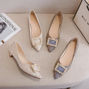 Ivory Textured Satin Pointed Toe Kitten Heel Pumps