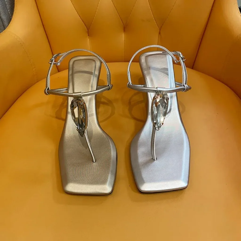 Jewel One Strap Sandals Summer Square Toe Clip-Toe
