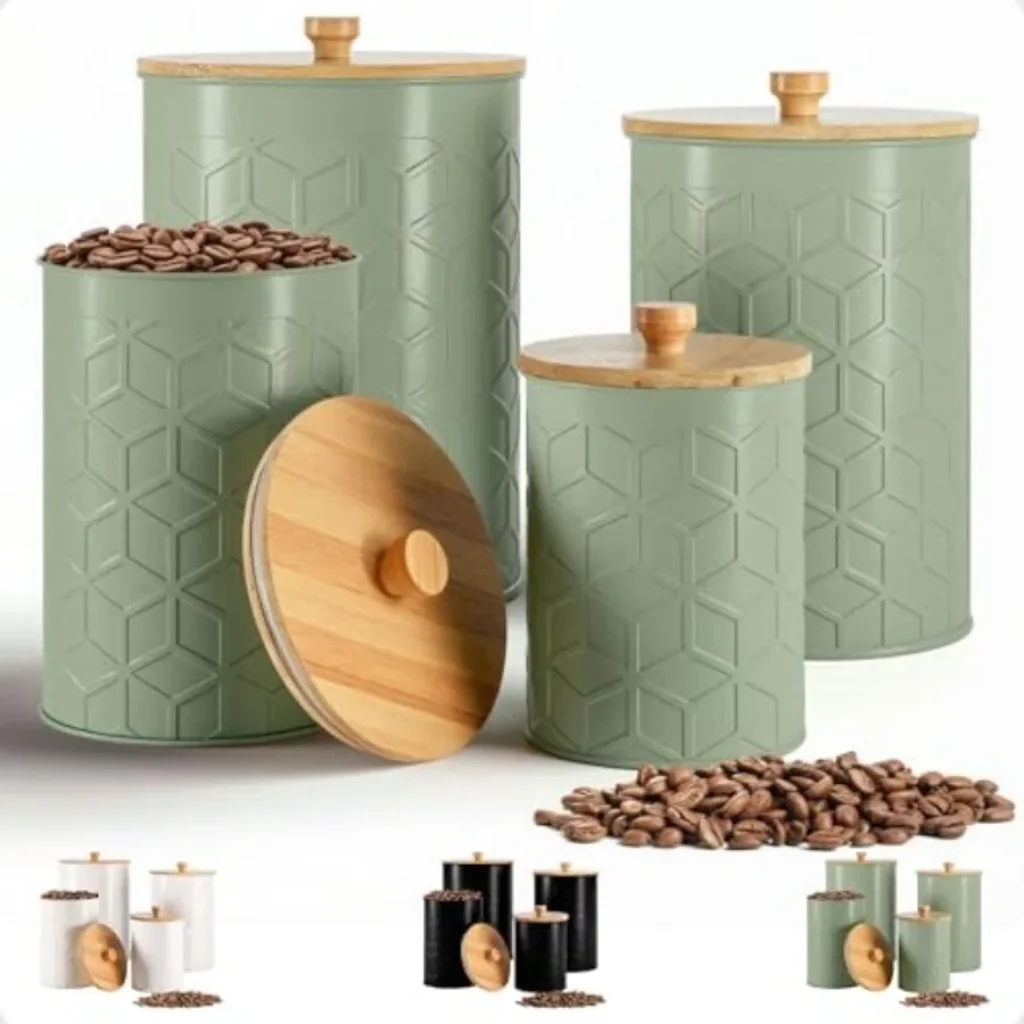 Kitchen Canisters Countertop – Textured Iron Kitchen Canisters