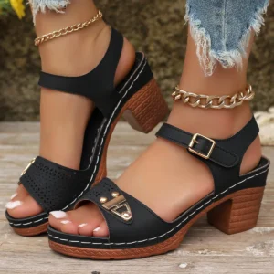 Ladies Sandals Strappy Thick Bottom One Stirrup Shoes