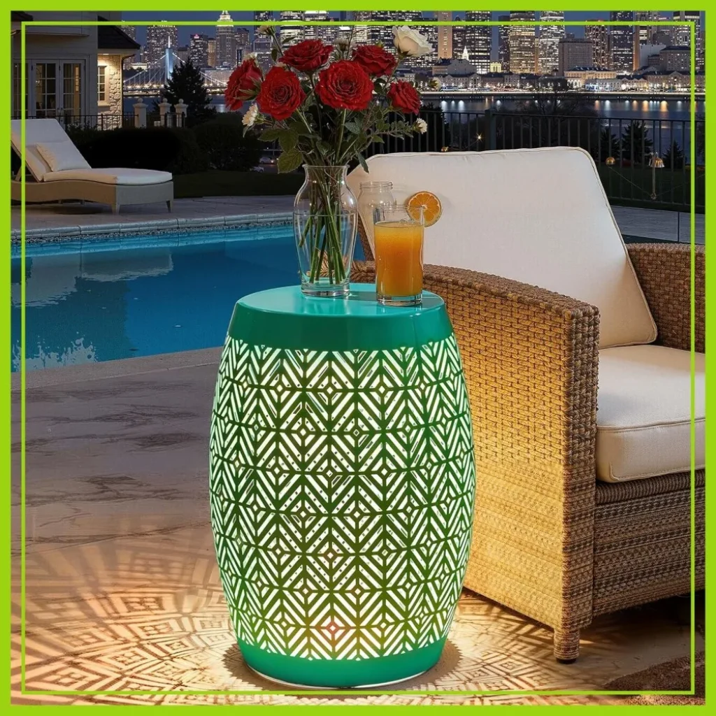 Large Side Table Outdoor, 18″ H LED Light