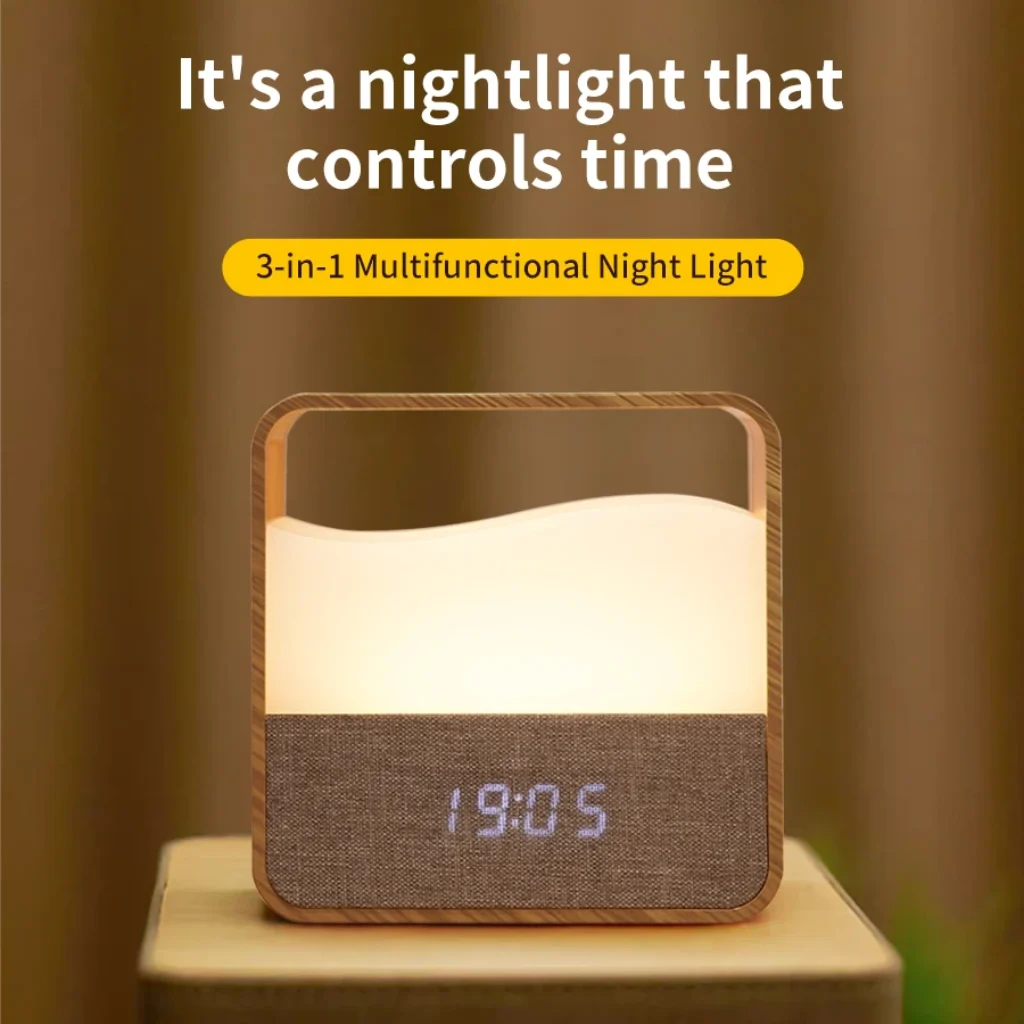 LED Night Light Clock Digital Alarm Clock Rechargeable