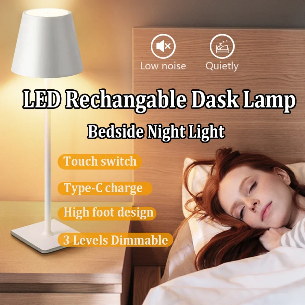 LED Rechargeable Desk Light Wireless Table Lamp Stepless