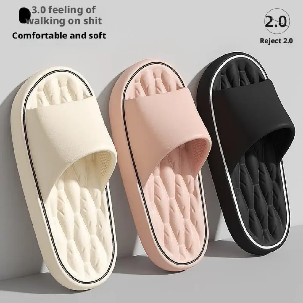 Line Pattern Slippers Couple – Summer Non-Slip Indoor
