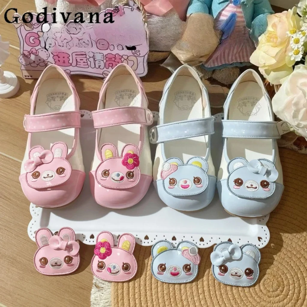 Lolita Shoes Sweet Girls Round Head Cartoon Casual