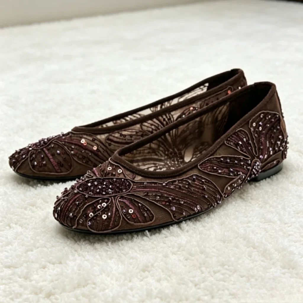 Luxury Designer Ballet Flats Women Fashion String Bead
