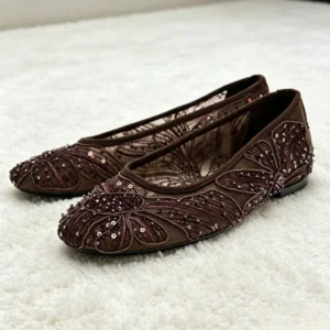 Luxury Designer Ballet Flats Women Fashion String Bead