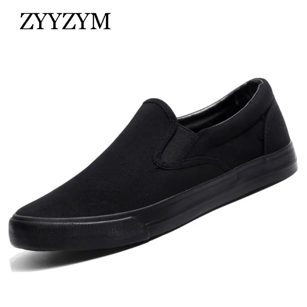 Men Casual Shoes Canvas Slip-On All Black Low