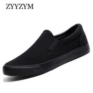 Men Casual Shoes Canvas Slip-On All Black Low
