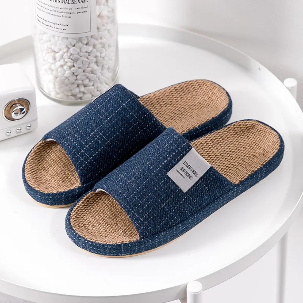 Men’s Breathable Linen Slippers, Four Seasons Indoor Silent
